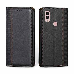 For Kyocera Android One S10 Grid Texture Magnetic Flip Leather Phone Case(Black)