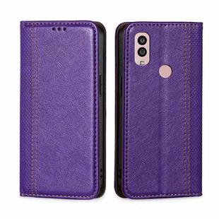 For Kyocera Android One S10 Grid Texture Magnetic Flip Leather Phone Case(Purple)