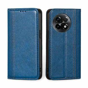 For OnePlus Ace 2/11R Grid Texture Magnetic Flip Leather Phone Case(Blue)