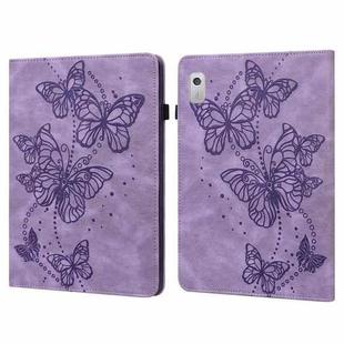 For Lenovo Tab M9 Embossed Butterfly Pattern Leather Tablet Case(Purple)
