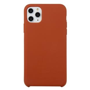 For iPhone 11 Pro Max Solid Color Solid Silicone  Shockproof Case(Saddle Brown)