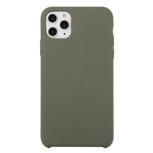 For iPhone 11 Pro Max Solid Color Solid Silicone  Shockproof Case(Olive Green)