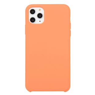 For iPhone 11 Pro Max Solid Color Solid Silicone  Shockproof Case(Apricot Orange)