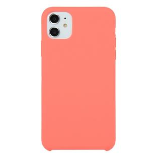 For iPhone 11 Solid Color Solid Silicone  Shockproof Case(Peach Red)