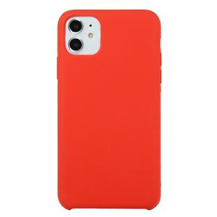 For iPhone 11 Solid Color Solid Silicone  Shockproof Case(China Red)