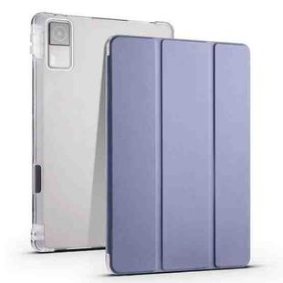 For Xiaomi Redmi Pad 10.61 3-folding Transparent TPU Smart Leather Tablet Case with Pen slot(Purple)