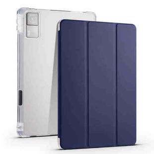 For Xiaomi Redmi Pad 10.61 3-folding Transparent TPU Smart Leather Tablet Case with Pen slot(Dark Blue)