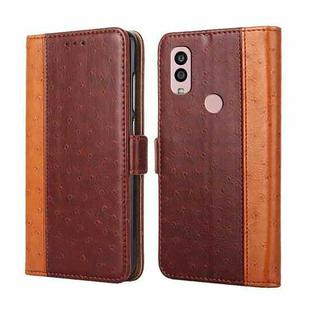 For Kyocera Android One S10 Ostrich Texture Flip Leather Phone Case(Brown)