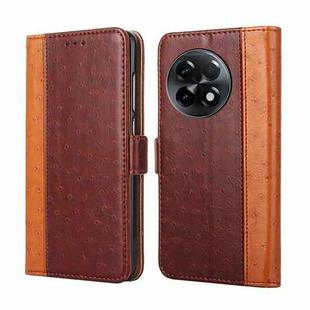 For OnePlus Ace 2/11R Ostrich Texture Flip Leather Phone Case(Brown)