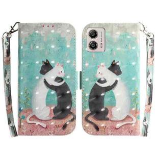 For Motorola Moto G13 / G23 / G53 3D Colored Horizontal Flip Leather Phone Case(Black White Cat)