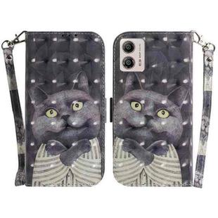 For Motorola Moto G13 / G23 / G53 3D Colored Horizontal Flip Leather Phone Case(Hug Cat)