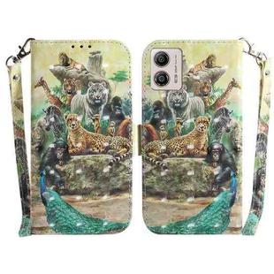 For Motorola Moto G13 / G23 / G53 3D Colored Horizontal Flip Leather Phone Case(Zoo)