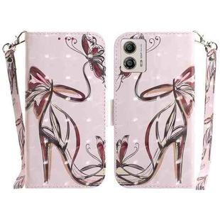 For Motorola Moto G13 / G23 / G53 3D Colored Horizontal Flip Leather Phone Case(Butterfly High-heeled)