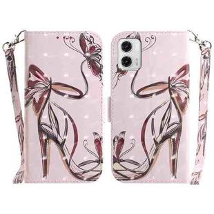 For Motorola Moto G73 3D Colored Horizontal Flip Leather Phone Case(Butterfly High-heeled)