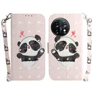For OnePlus 11 3D Colored Horizontal Flip Leather Phone Case(Heart Panda)