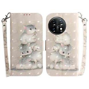 For OnePlus 11 3D Colored Horizontal Flip Leather Phone Case(Squirrels)