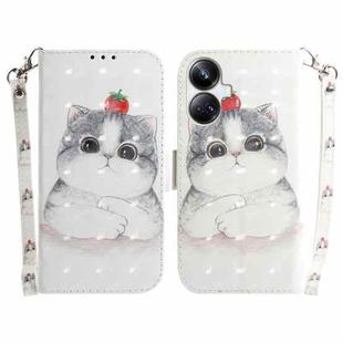 For Realme 10 Pro+ 3D Colored Horizontal Flip Leather Phone Case(Cute Cat)