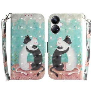 For Realme 10 Pro+ 3D Colored Horizontal Flip Leather Phone Case(Black White Cat)