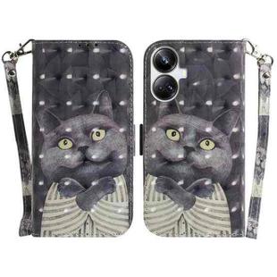 For Realme 10 Pro+ 3D Colored Horizontal Flip Leather Phone Case(Hug Cat)