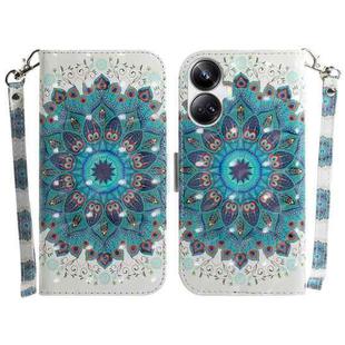 For Realme 10 Pro+ 3D Colored Horizontal Flip Leather Phone Case(Peacock Wreath)