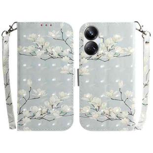 For Realme 10 Pro+ 3D Colored Horizontal Flip Leather Phone Case(Magnolia)