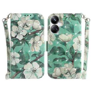 For Realme 10 Pro+ 3D Colored Horizontal Flip Leather Phone Case(Watercolor Flower)