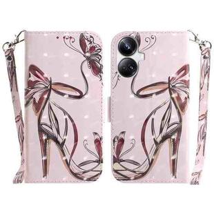 For Realme 10 Pro+ 3D Colored Horizontal Flip Leather Phone Case(Butterfly High-heeled)