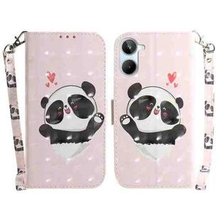 For Realme 10 4G 3D Colored Horizontal Flip Leather Phone Case(Heart Panda)