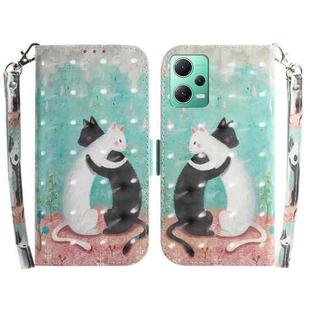 For Xiaomi Redmi Note 12 5G 3D Colored Horizontal Flip Leather Phone Case(Black White Cat)