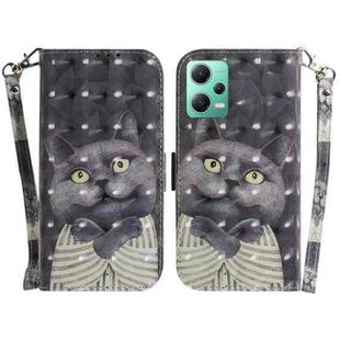 For Xiaomi Redmi Note 12 5G 3D Colored Horizontal Flip Leather Phone Case(Hug Cat)