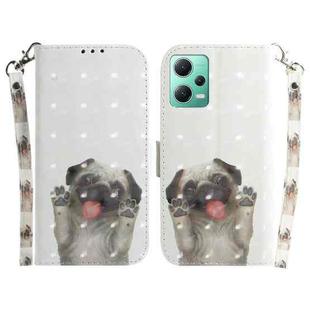 For Xiaomi Redmi Note 12 5G 3D Colored Horizontal Flip Leather Phone Case(Pug)