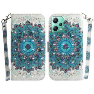 For Xiaomi Redmi Note 12 5G 3D Colored Horizontal Flip Leather Phone Case(Peacock Wreath)