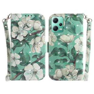 For Xiaomi Redmi Note 12 5G 3D Colored Horizontal Flip Leather Phone Case(Watercolor Flower)