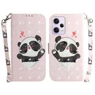 For Xiaomi Redmi Note 12 Pro 5G 3D Colored Horizontal Flip Leather Phone Case(Heart Panda)