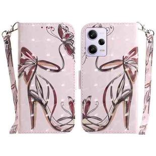 For Xiaomi Redmi Note 12 Pro 5G 3D Colored Horizontal Flip Leather Phone Case(Butterfly High-heeled)