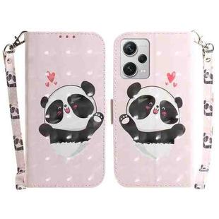For Xiaomi Redmi Note 12 Pro+ 3D Colored Horizontal Flip Leather Phone Case(Heart Panda)