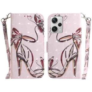 For Xiaomi Redmi Note 12 Pro+ 3D Colored Horizontal Flip Leather Phone Case(Butterfly High-heeled)