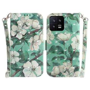 For Xiaomi 13 5G 3D Colored Horizontal Flip Leather Phone Case(Watercolor Flower)