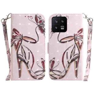 For Xiaomi 13 5G 3D Colored Horizontal Flip Leather Phone Case(Butterfly High-heeled)