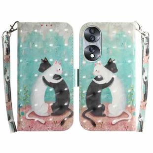 For Honor 70 3D Colored Horizontal Flip Leather Phone Case(Black White Cat)