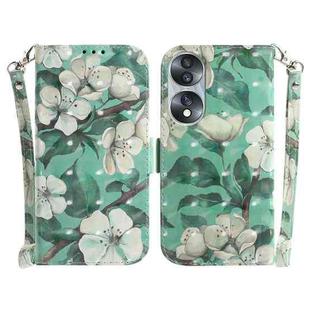 For Honor 70 3D Colored Horizontal Flip Leather Phone Case(Watercolor Flower)