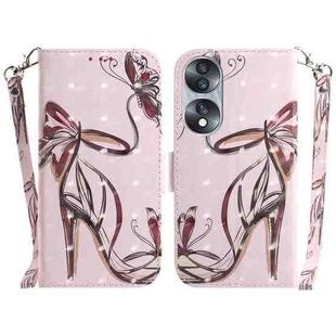 For Honor 70 3D Colored Horizontal Flip Leather Phone Case(Butterfly High-heeled)