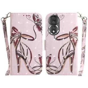 For Honor 80 3D Colored Horizontal Flip Leather Phone Case(Butterfly High-heeled)