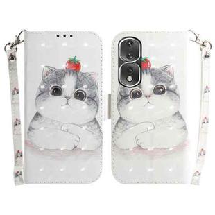 For Honor 80 Pro 3D Colored Horizontal Flip Leather Phone Case(Cute Cat)