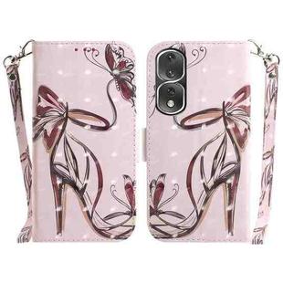 For Honor 80 Pro 3D Colored Horizontal Flip Leather Phone Case(Butterfly High-heeled)