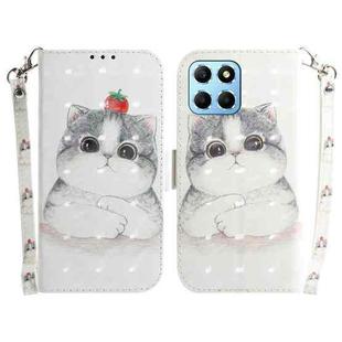 For Honor X8 5G 3D Colored Horizontal Flip Leather Phone Case(Cute Cat)