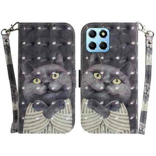 For Honor X8 5G 3D Colored Horizontal Flip Leather Phone Case(Hug Cat)