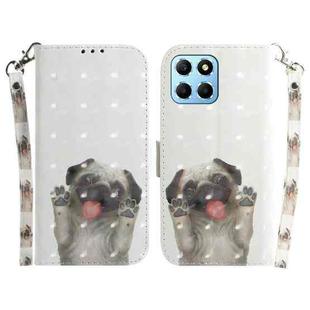 For Honor X8 5G 3D Colored Horizontal Flip Leather Phone Case(Pug)