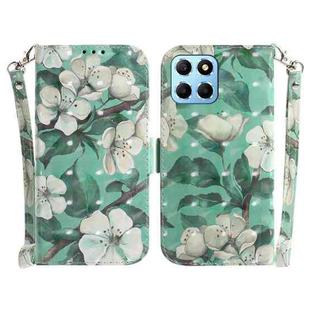 For Honor X8 5G 3D Colored Horizontal Flip Leather Phone Case(Watercolor Flower)