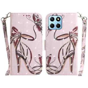 For Honor X8 5G 3D Colored Horizontal Flip Leather Phone Case(Butterfly High-heeled)